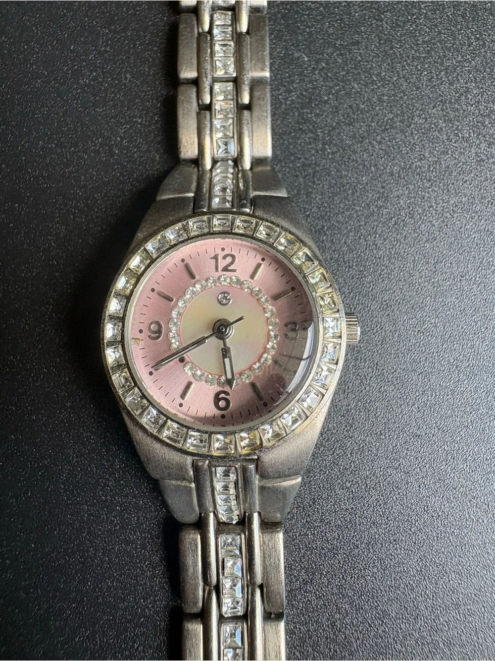 Women's Silver-Tone Bracelet Watch with Pink Dial